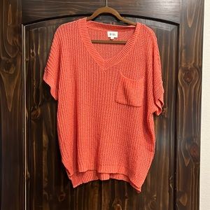 Coral short sleeve sweater top